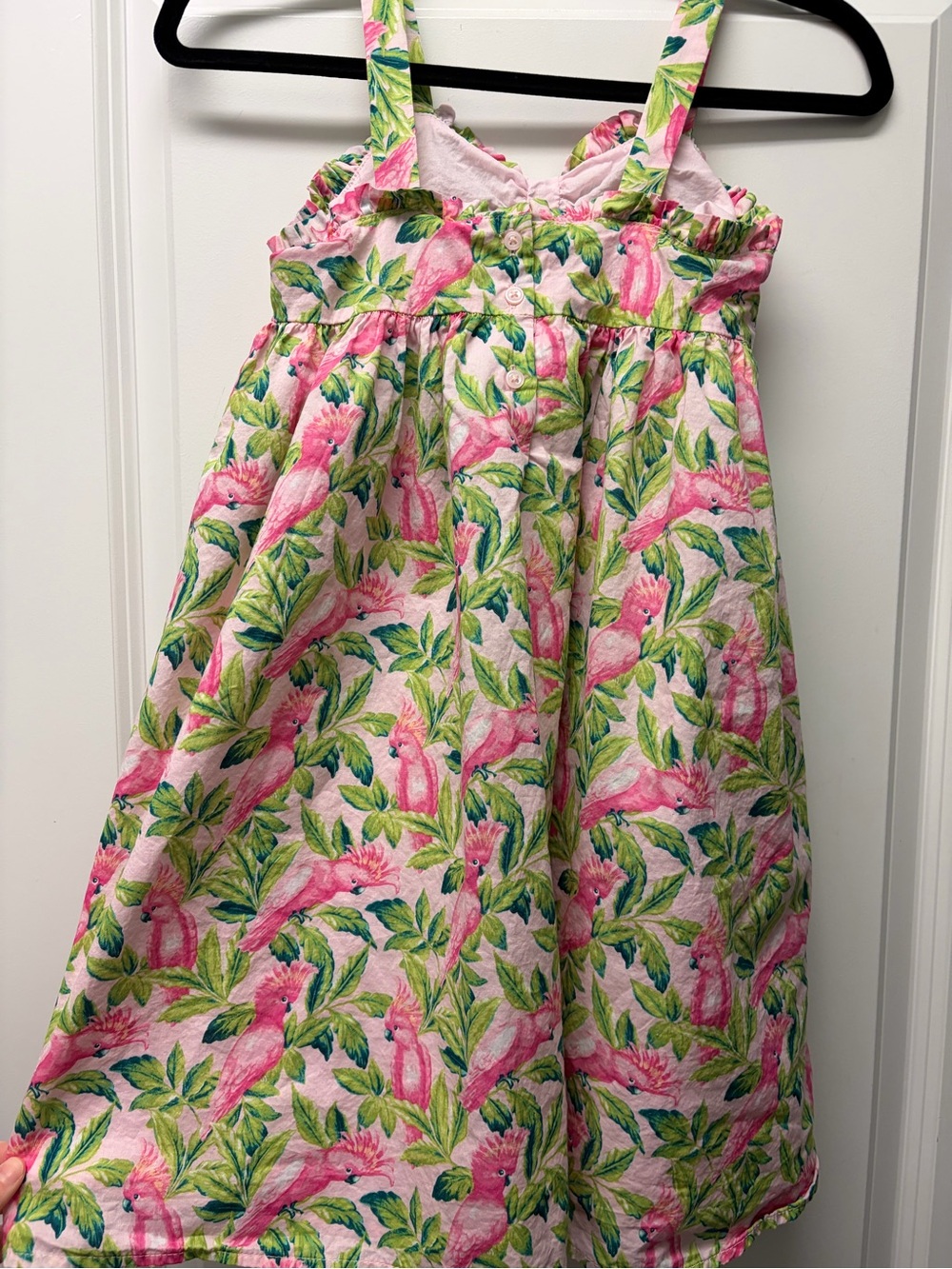 Janie and Jack Pink Tropical Bird Parrot Print Sundress - Picture 3 of 6
